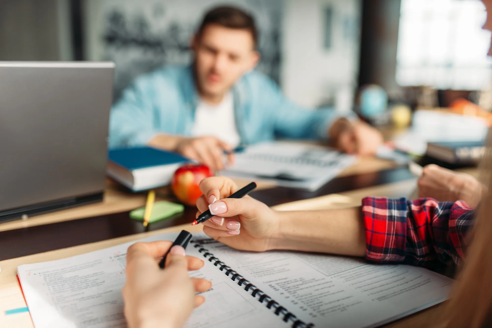 Group of highschool students prepares for exams